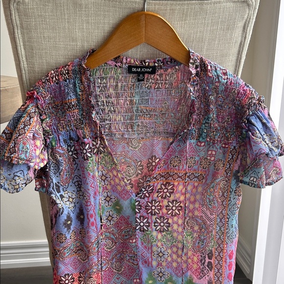 Dear John Multicolour Short Sleeve Peasant Boho Top - Picture 3 of 14